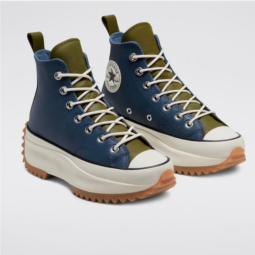 Leather Run Star chuck Converse Blue and Green High-Top Sneakers Classic IV